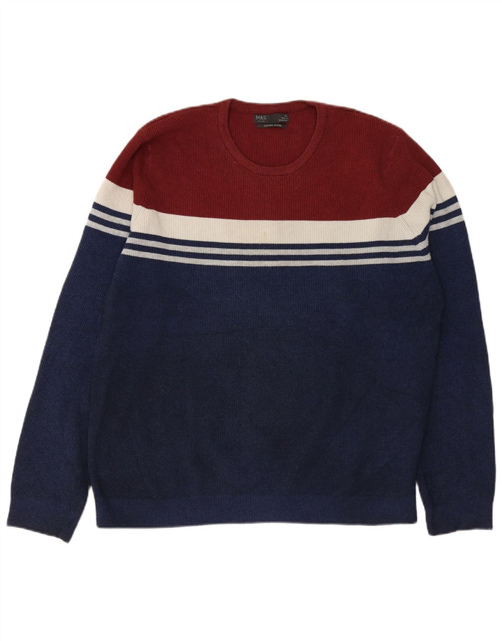 Suéter masculino Marks & Spencer com gola redonda XL algodão azul marinho