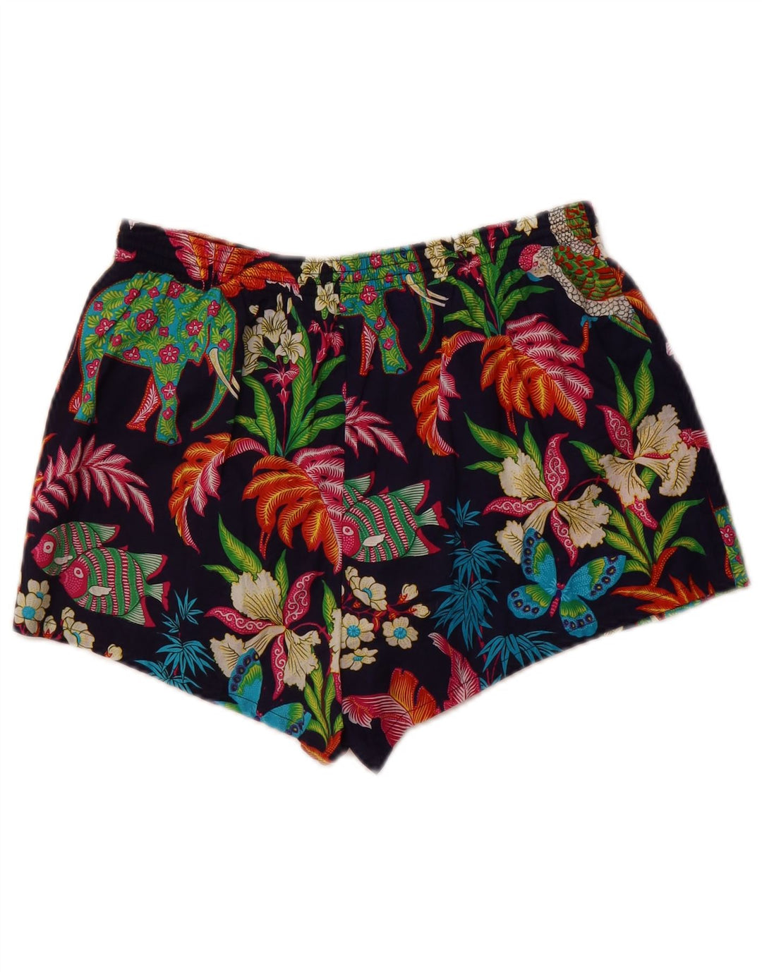 Valentino Mens Sport Shorts Médio Azul Marinho Floral Algodão