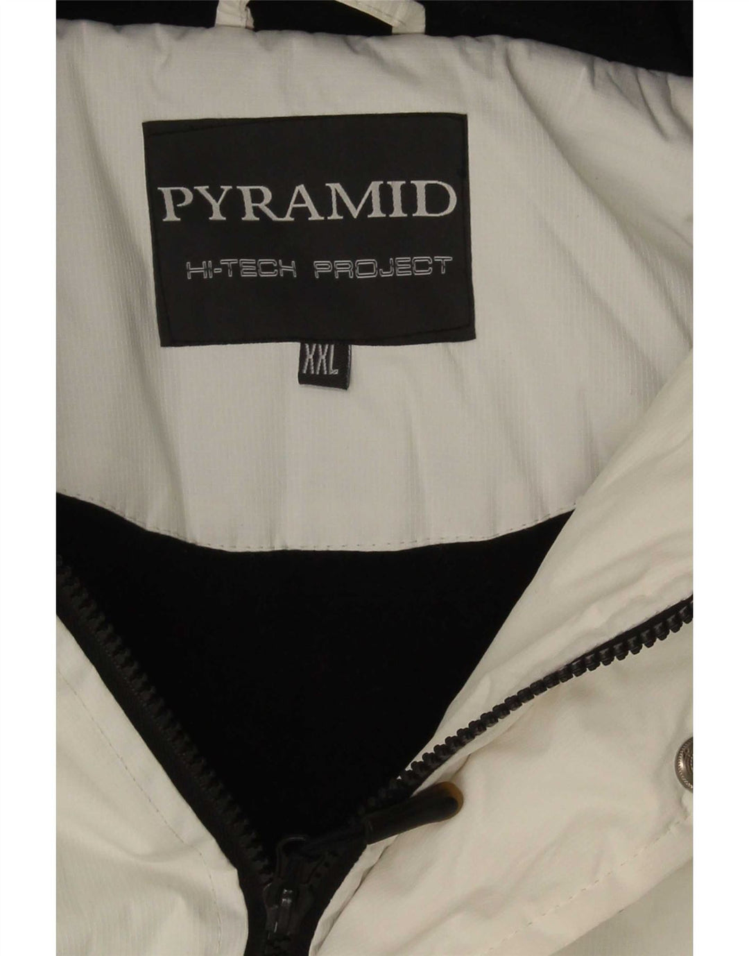 Jaqueta de esqui masculina Pyramid com capuz UK 44 2XL branco Colourblock