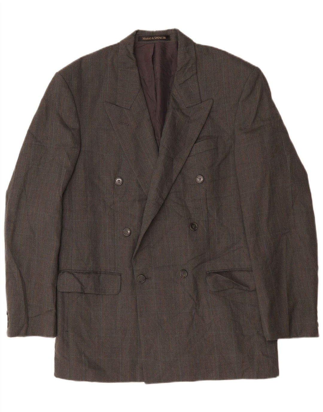 Jaqueta blazer masculina Marks & Spencer com peito duplo Reino Unido 40 cinza médio
