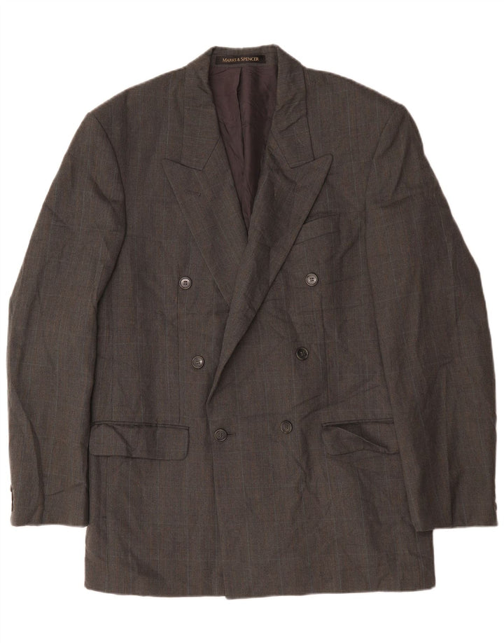 Jaqueta blazer masculina Marks & Spencer com peito duplo Reino Unido 40 cinza médio