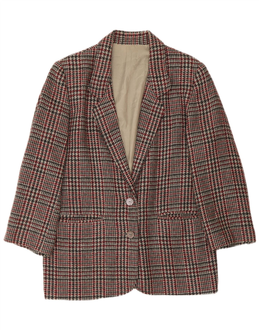 Jaqueta blazer feminina VINTAGE Reino Unido 16 grande houndstooth multicolorido