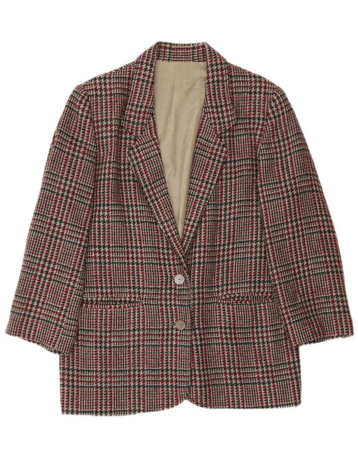 Jaqueta blazer feminina VINTAGE Reino Unido 16 grande houndstooth multicolorido