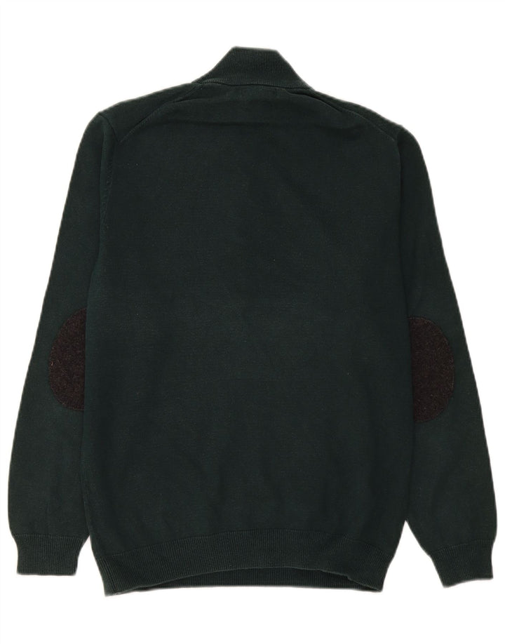Suéter masculino Massimo Dutti com zíper e gola em algodão verde médio