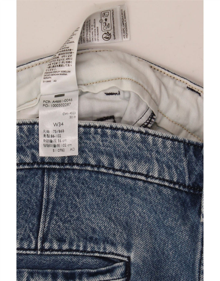 Shorts jeans feminino Levi's W34 grande algodão azul