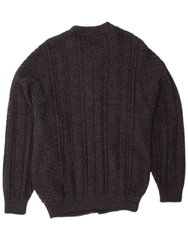 Suéter cardigã masculino VINTAGE pequeno cinza Argyle/acrílico diamante