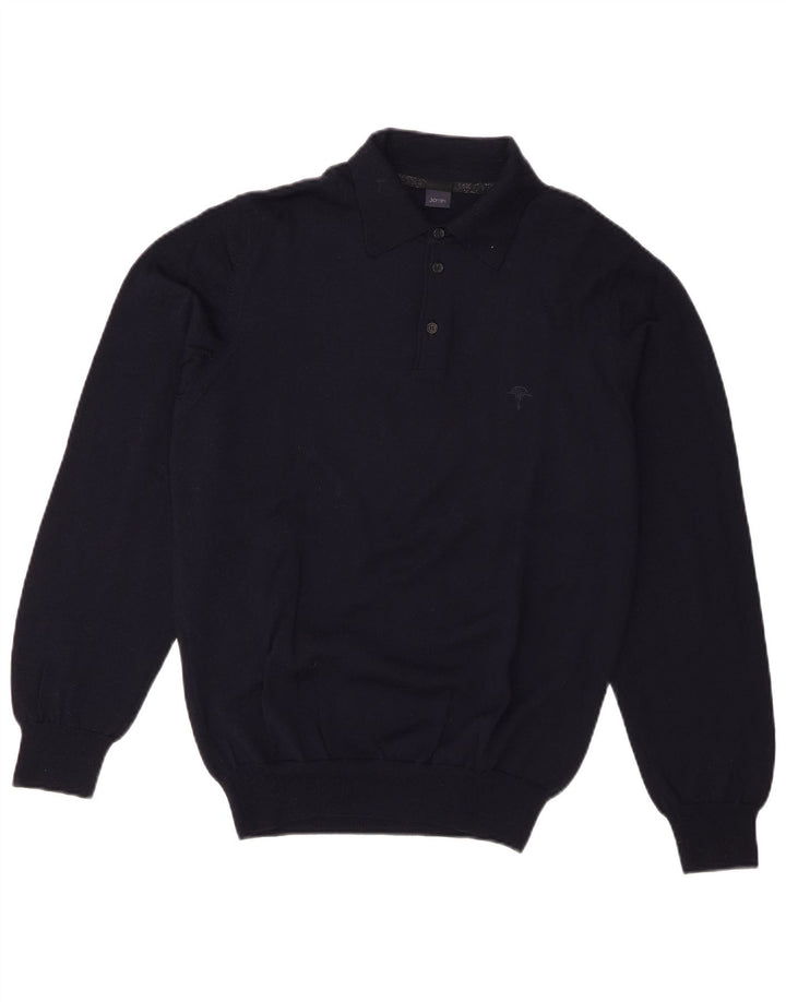 Suéter masculino Joop com gola polo IT 48 lã virgem azul marinho médio