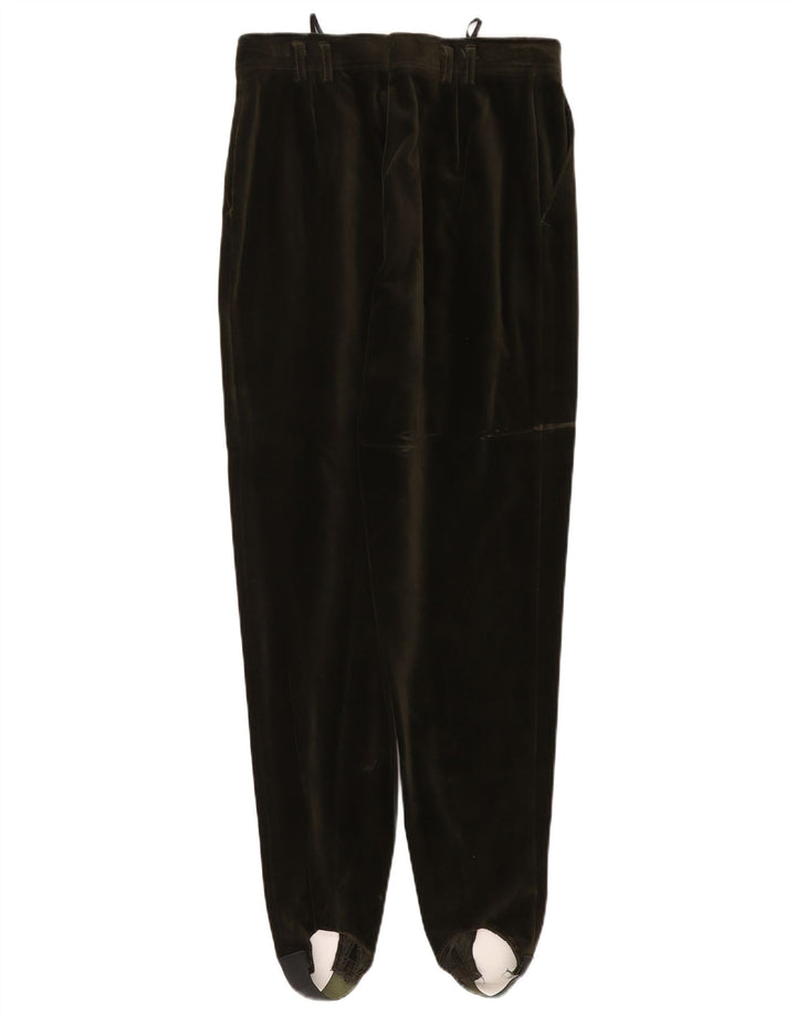 Calça feminina VINTAGE de veludo com estribo UE 40 médio W27 L29 algodão verde