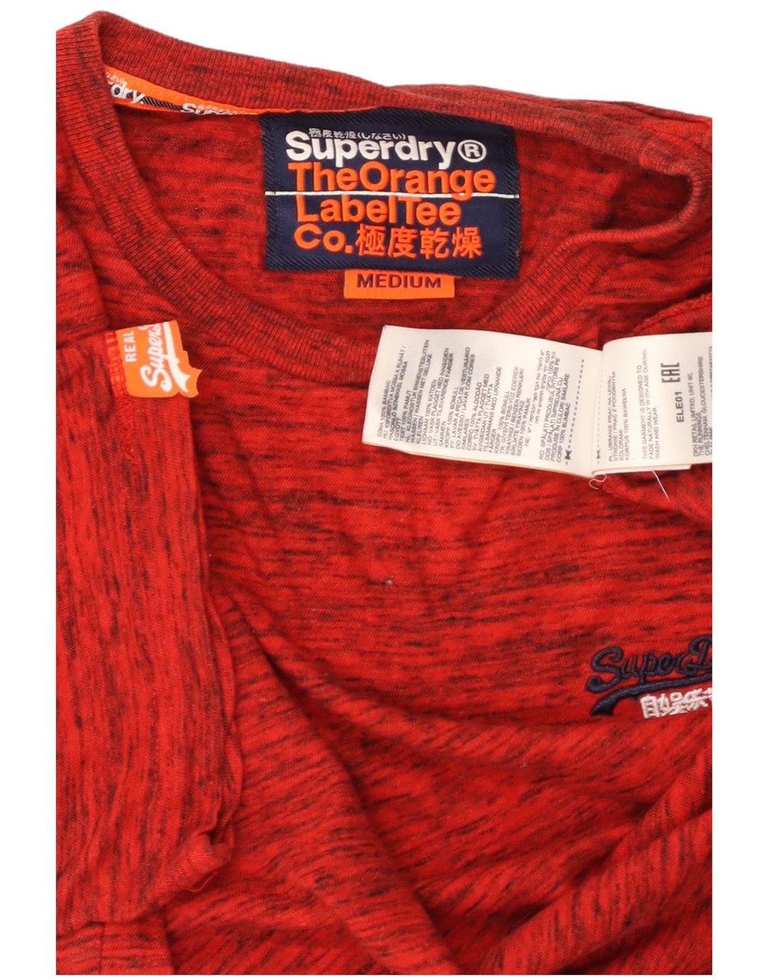 Camiseta masculina SUPERDRY Top médio algodão manchado vermelho
