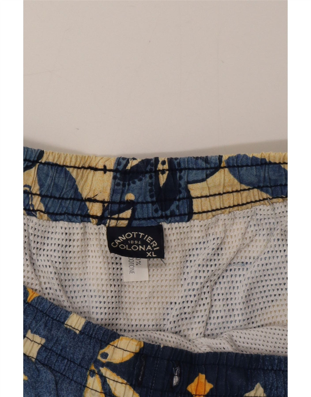 Shorts de natação masculino VINTAGE XL algodão geométrico azul