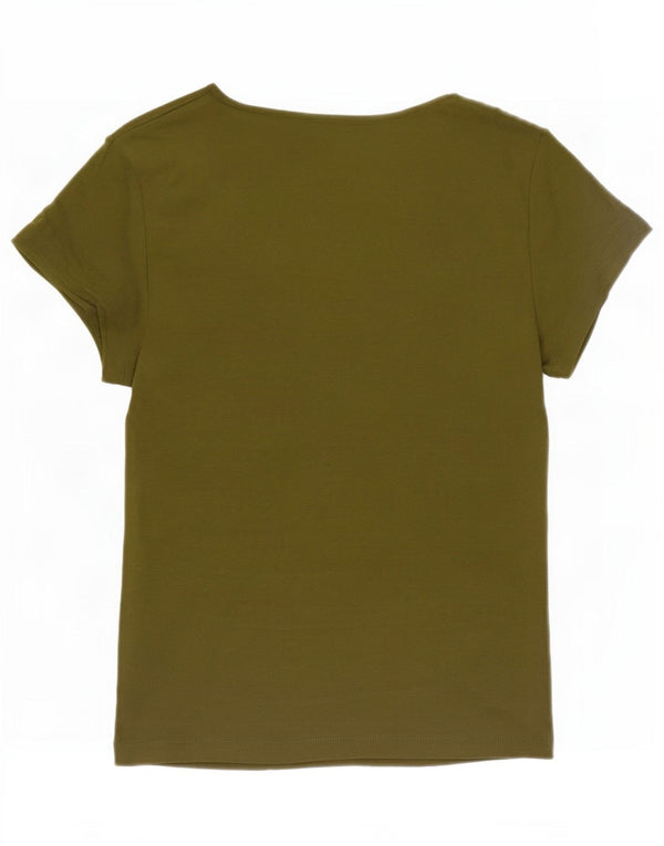 Camiseta feminina Marks & Spencer UK 10 algodão cáqui pequeno