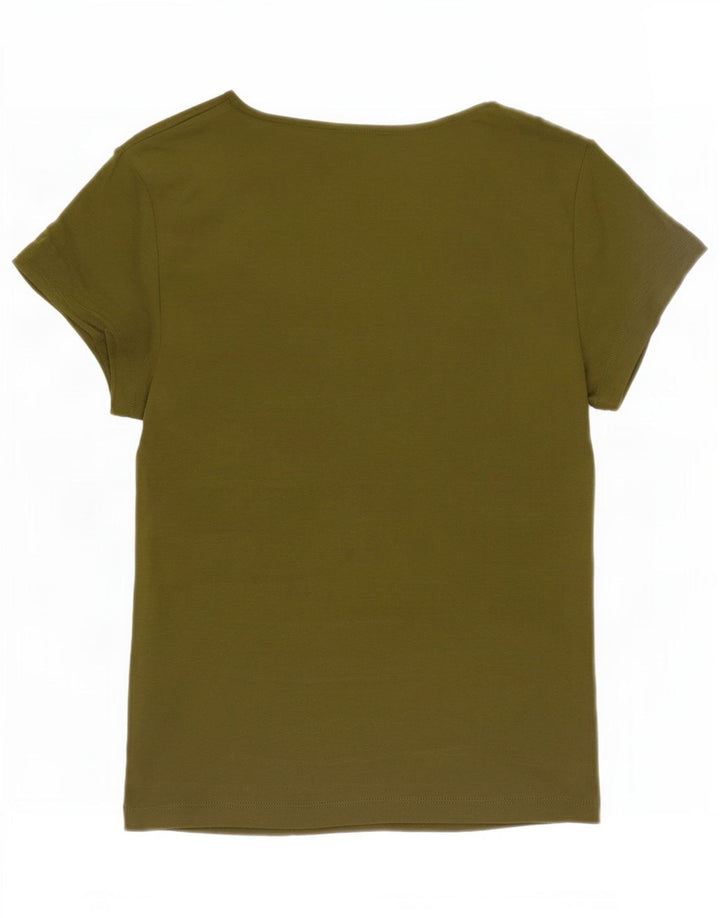 Camiseta feminina Marks & Spencer UK 10 algodão cáqui pequeno