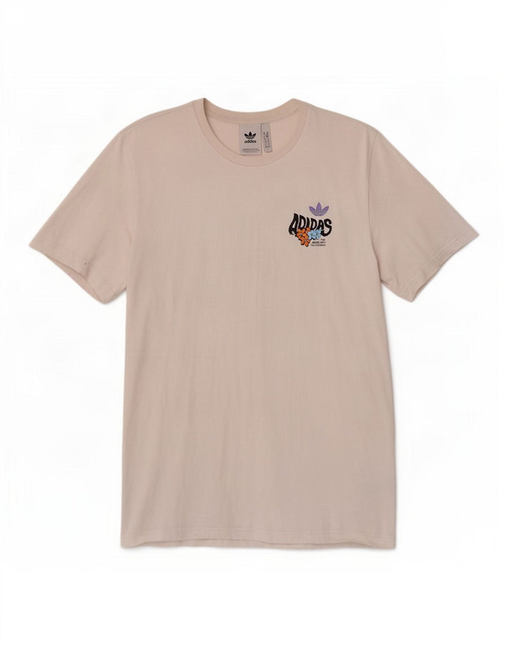 Adidas Mens Graphic T-Shirt Top Médio Algodão Branco