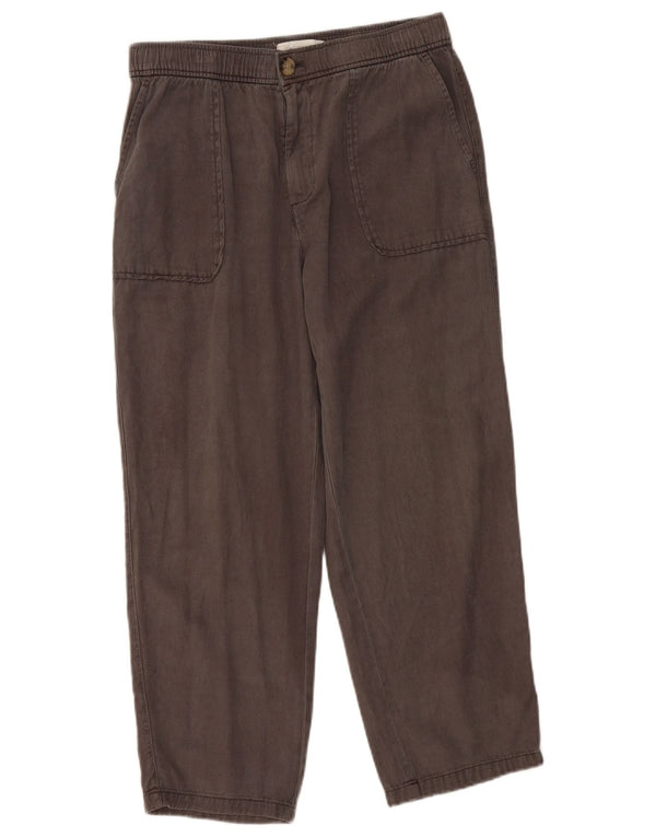 Calça feminina Zara cintura alta solta corte médio W28 L26 cinza