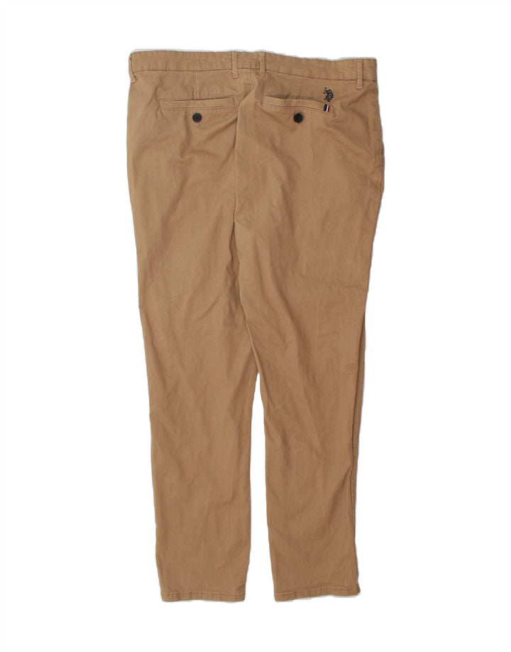 U.S. POLO ASSN. Mens Relaxed Fit Chino Trousers W38 L30 Brown Cotton Vintage U.S. Polo Assn. and Second-Hand U.S. Polo Assn. from Messina Hembry 