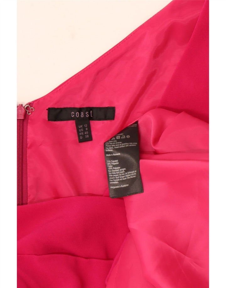 Vestido feminino Coast sem mangas com bainha UK 12 médio rosa triacetato