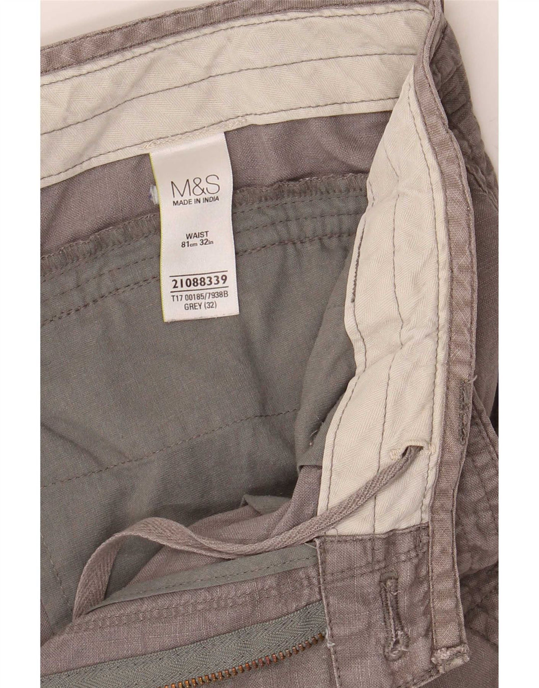 Bermuda masculina Marks & Spencer W32 linho cinza médio