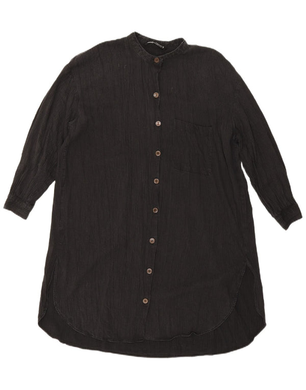 Vestido camisa oversized de manga comprida feminino Zara Reino Unido 10 pequeno preto