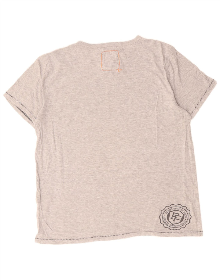 Camiseta gráfica masculina Fat Face Top grande algodão manchado cinza