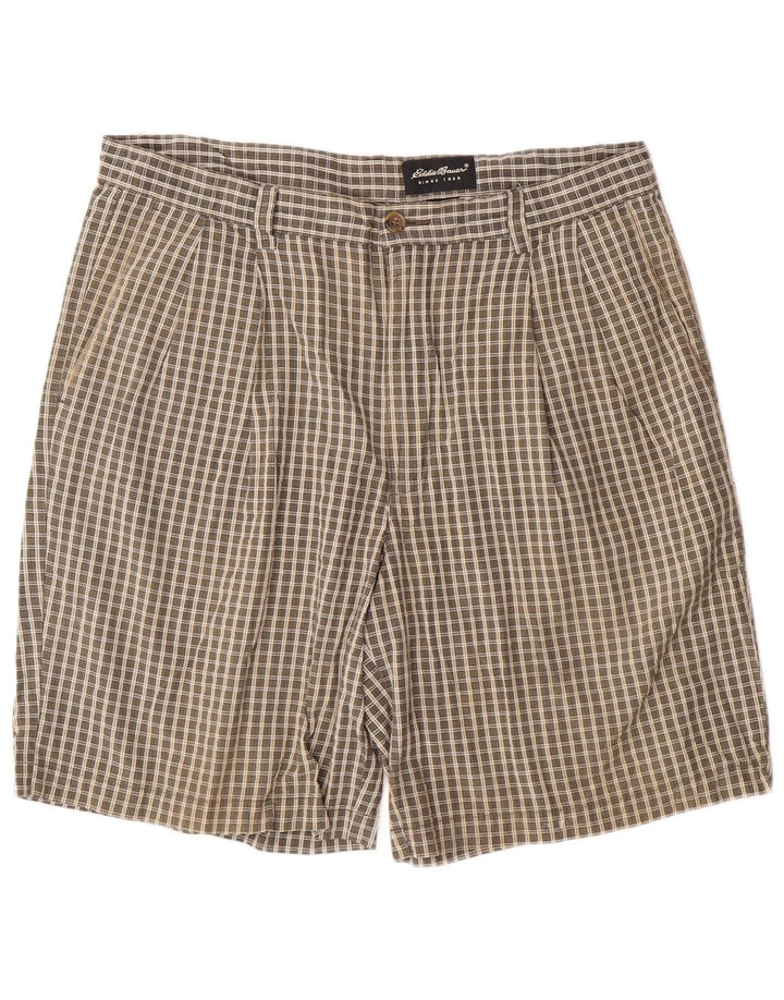 EDDIE BAUER Shorts Chino Masculino Pegged W36 Grande Algodão Xadrez Verde
