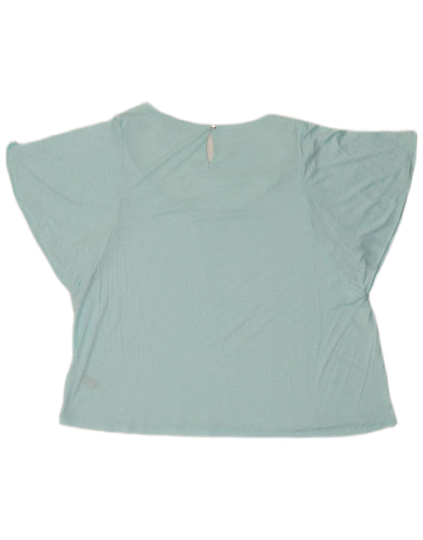 Blusa feminina Marks & Spencer UK 20 2XL viscose manchada azul