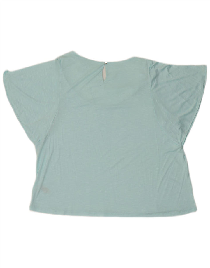 Blusa feminina Marks & Spencer UK 20 2XL viscose manchada azul