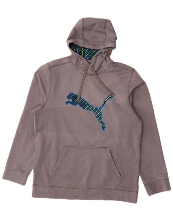 Suéter com capuz gráfico masculino Puma grande poliéster cinza