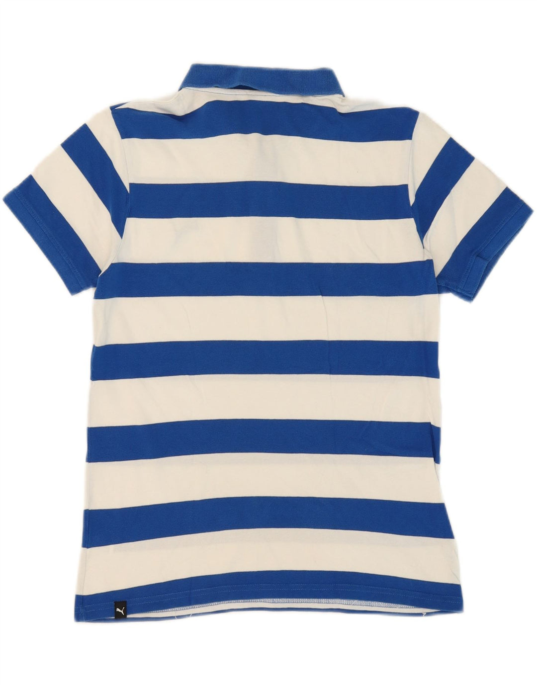 PUMA Mens Polo Shirt Large Blue Striped Cotton Vintage Puma and Second-Hand Puma from Messina Hembry 