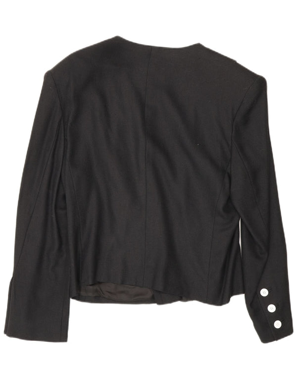 Jaqueta blazer feminina Louis Feraud com peito duplo Reino Unido 16 grande viscose preta
