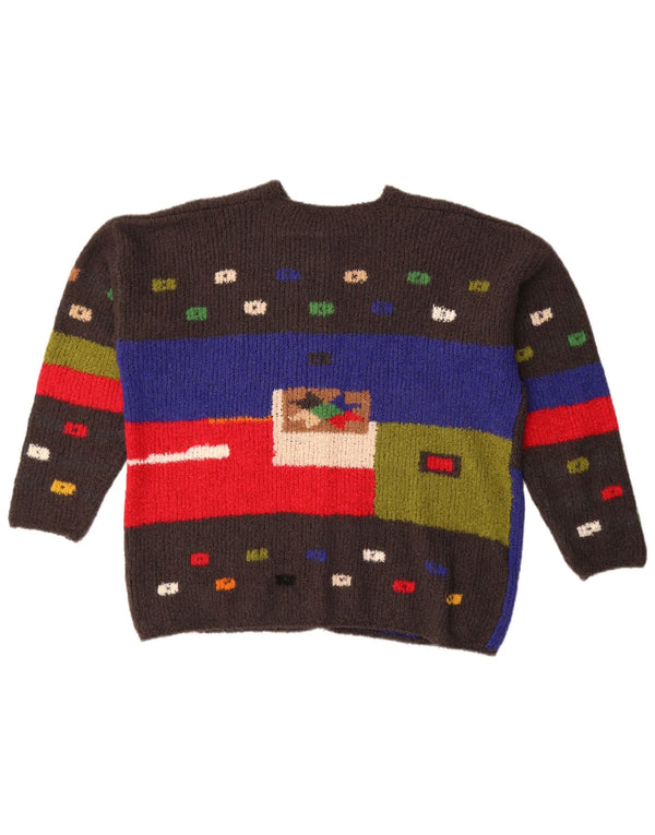 Suéter feminino Premode com estampa oversized cardigan Reino Unido 18 XL cinza geométrico