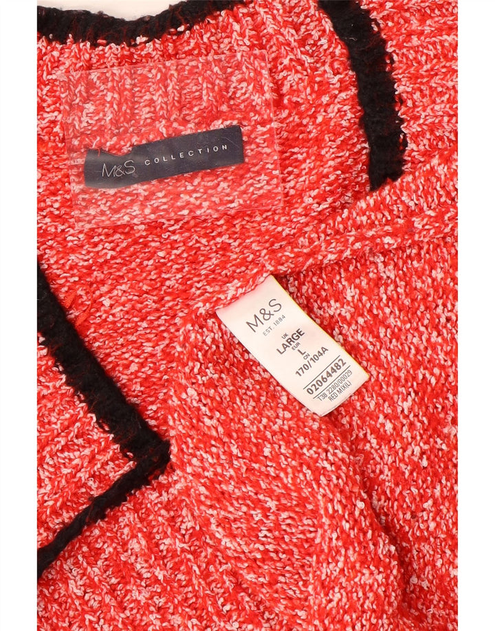 Suéter feminino Marks & Spencer com decote em V Reino Unido 16 grande poliéster vermelho