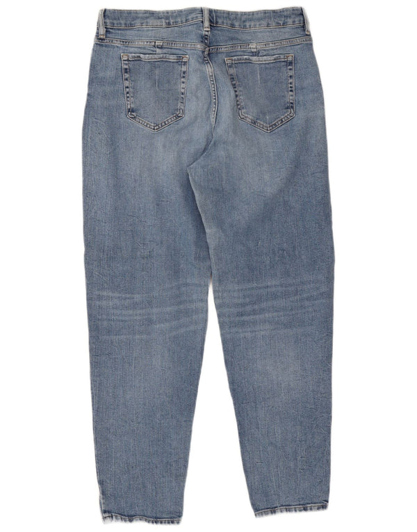 Calça jeans feminina Marks & Spencer Mom Tapered Reino Unido 16 grande W32 L28 azul algodão