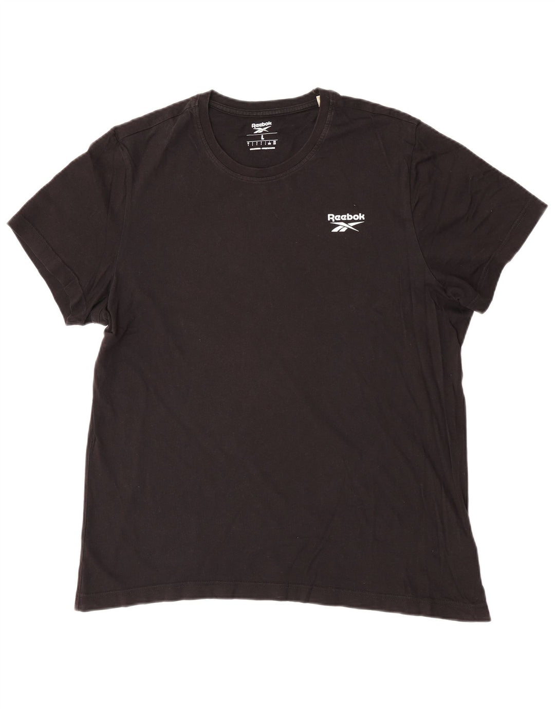 Reebok Mens T-Shirt Top Grande Algodão Preto