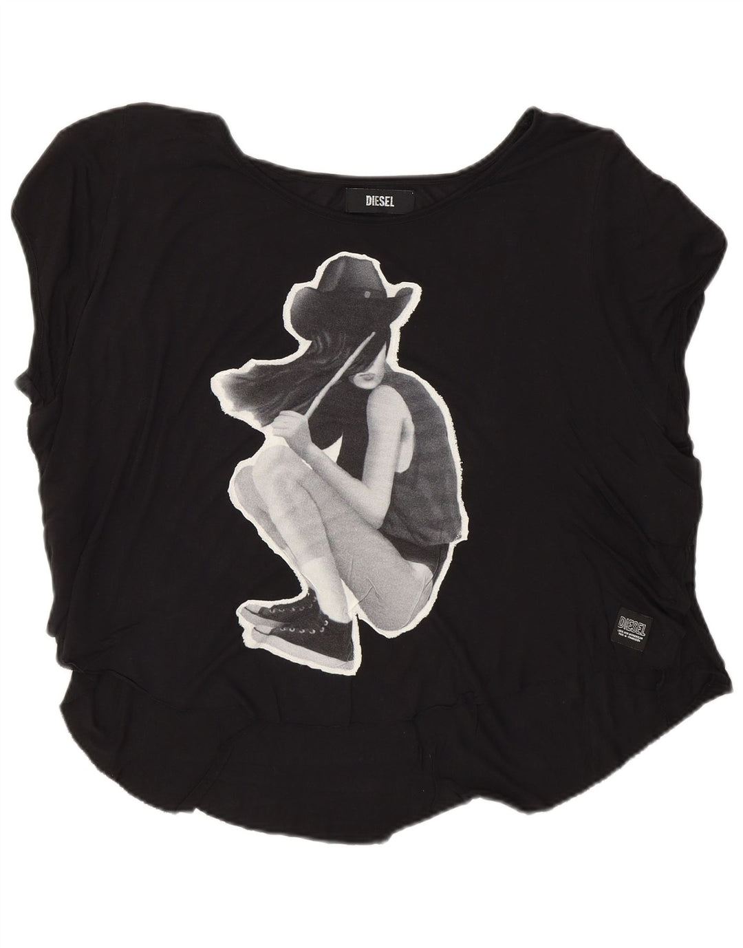 Camiseta feminina diesel Diesel Top UK 16 grande viscose preta