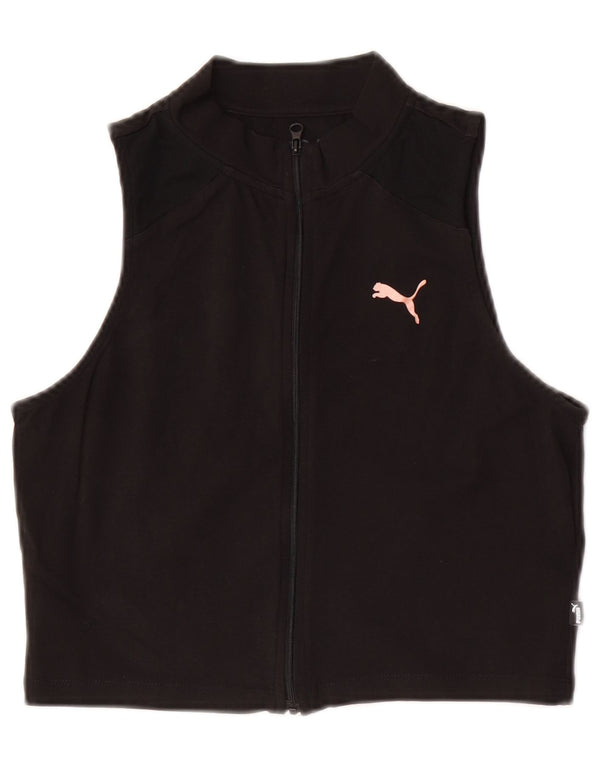 Top curto feminino sem mangas Puma UK 14 grande algodão preto