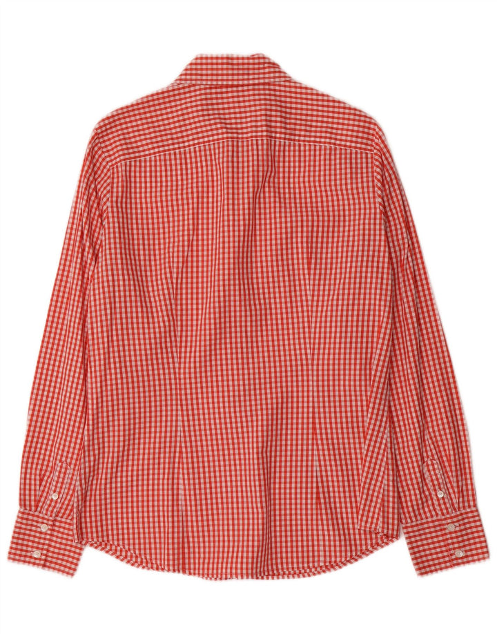 Camisa feminina Tommy Hilfiger EUA 10 grande algodão guingão vermelho