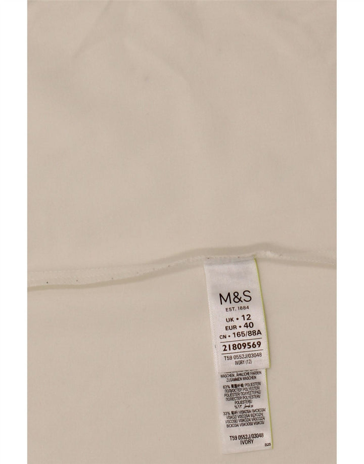 Jaqueta blazer feminina MARKS & SPENCER manga 3/4 aberta Reino Unido 12 médio branco