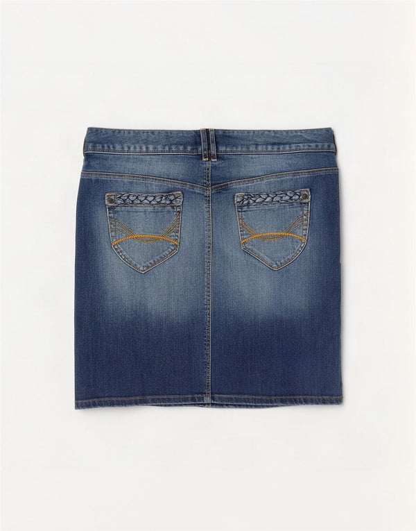 Mini saia jeans feminina Tom Tailor EU 40 médio W34 algodão azul