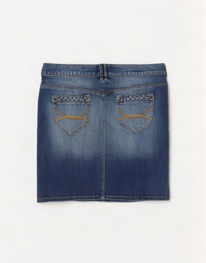 Mini saia jeans feminina Tom Tailor EU 40 médio W34 algodão azul
