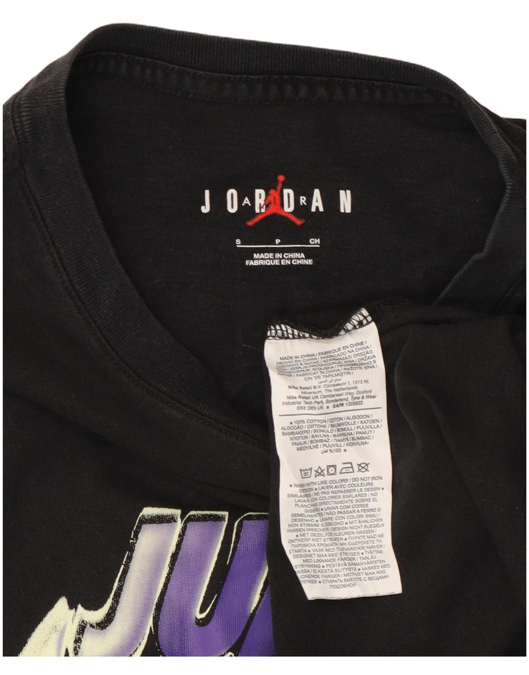 JORDAN Camiseta masculina gráfica top pequeno algodão preto