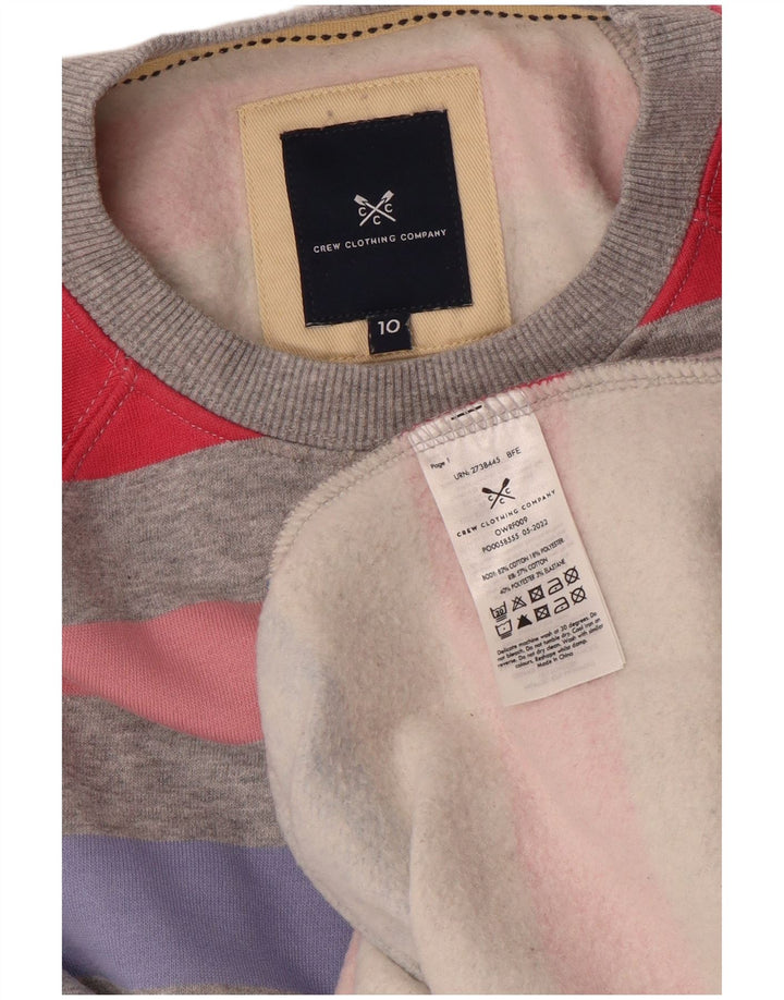 CREW CLOTHING Suéter feminino com capuz UK 10 pequeno listrado multicolorido
