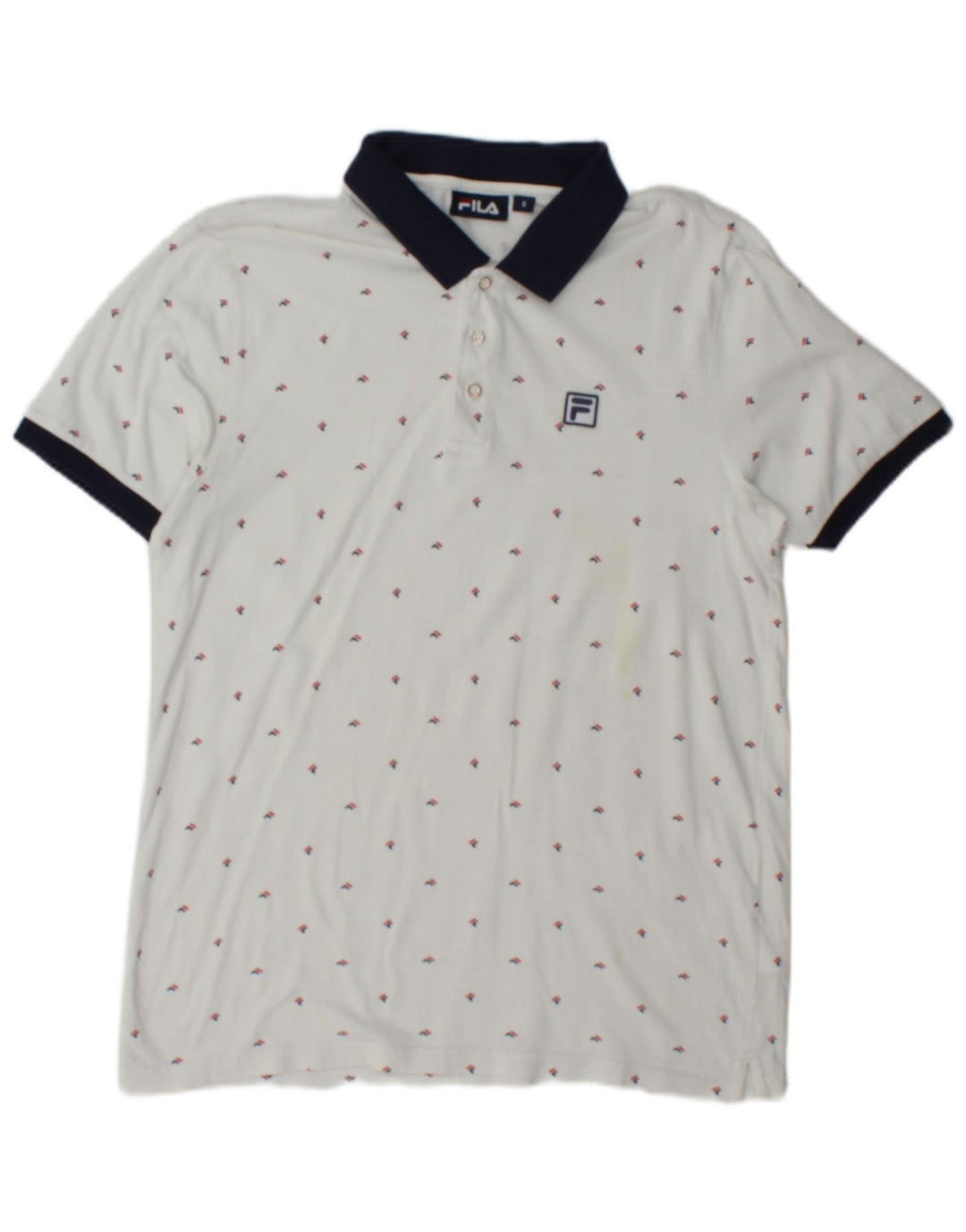 Camisa polo masculina Fila Graphic pequena algodão branco