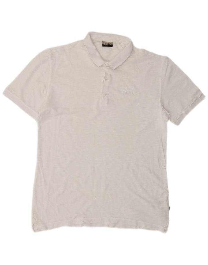 Camisa polo masculina Napapijri grande algodão branco