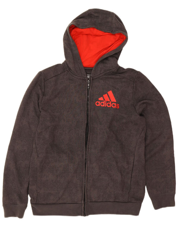 Suéter Adidas Boys Graphic Zip com capuz 13-14 anos cinza poliéster