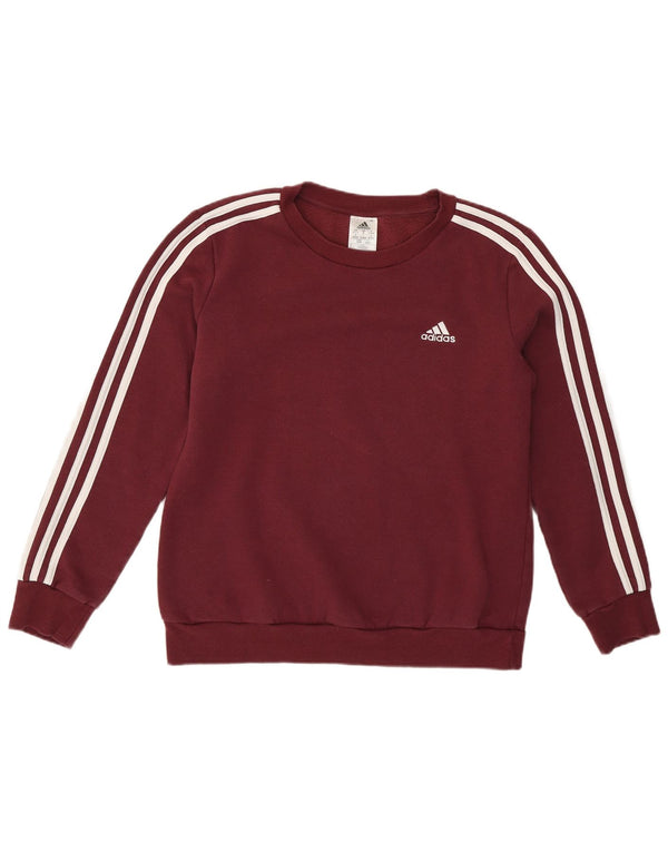 Adidas Womens Sweatshirt Jumper UK 12/14 Médio Borgonha Algodão