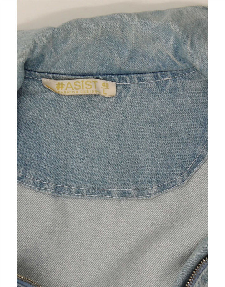Jaqueta jeans feminina vintage Reino Unido 14 grande algodão azul