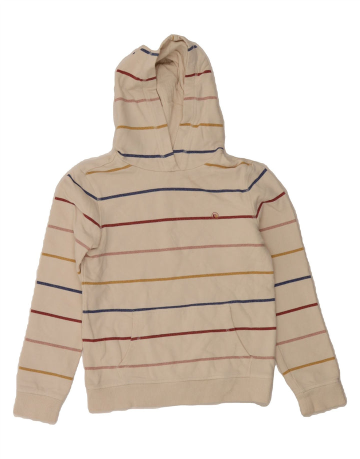 FAT FACE Girls Hoodie Jumper 11-12 Years Off White Striped Cotton Vintage Fat Face and Second-Hand Fat Face from Messina Hembry 