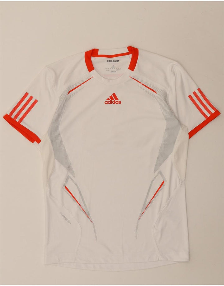 Adidas Mens Climacool Camiseta Top Pequeno Branco Colorblock Poliéster