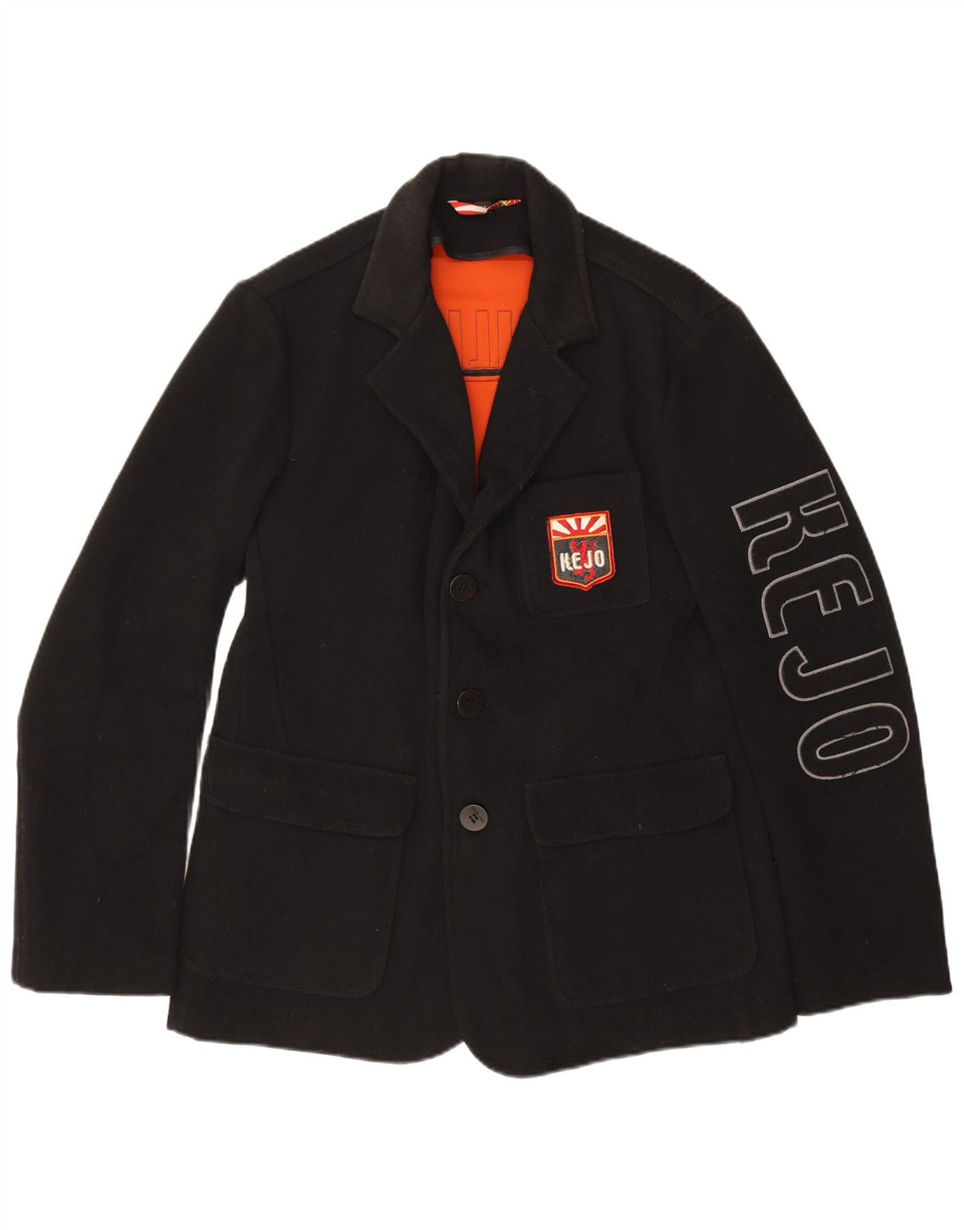 Jaqueta blazer masculina Kejo gráfica de 3 botões Reino Unido 38 lã preta média