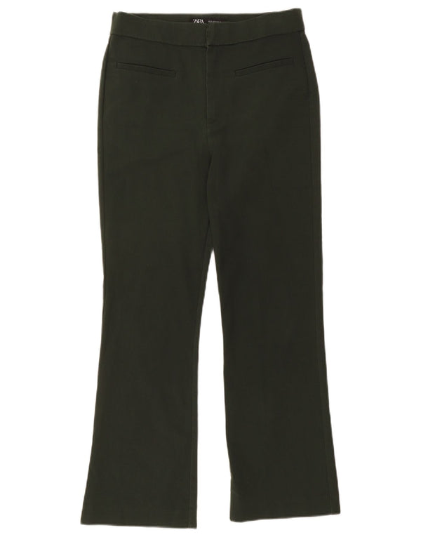 Calça feminina Zara Bootcut cortada média W28 L25 cáqui